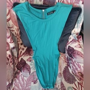 REHAB Electric Teal Sleeveless Bodysuit top.Size Small